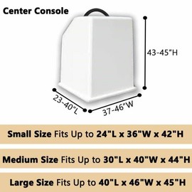 FCOUIID Boat Center Console Cover, 600D Marine Grade Polyester Canvas, Waterproof, Grey (Large Size up to 46" W 40" L 45" H)