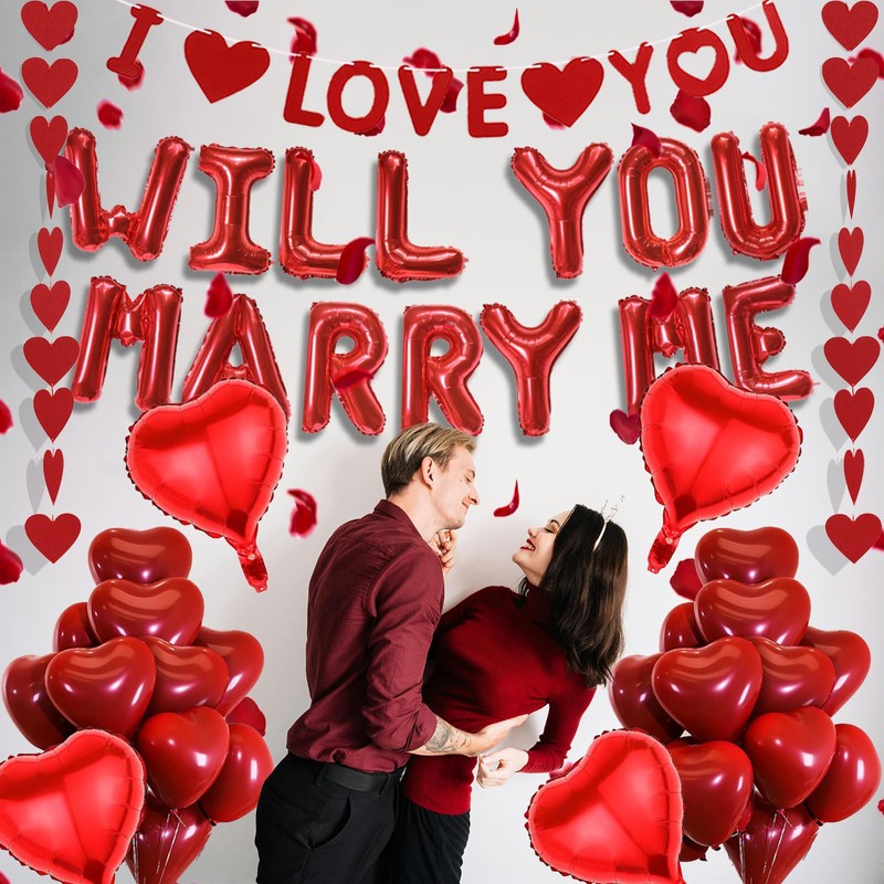 Will You Marry Me Balloons - 545 Pcs Red Letter