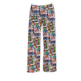 BRIEF INSANITY Lounge Pajama Pants for Men and Women| Beers of America Print Bottoms - Funny, Humorous, Novelty Loungewear Pants (X-Large, Beers of America)