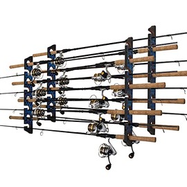Rush Creek Creations 8 Fishing Rod Capacity Wall or Ceiling Garage Storage Rack, Blue, 2 Pack