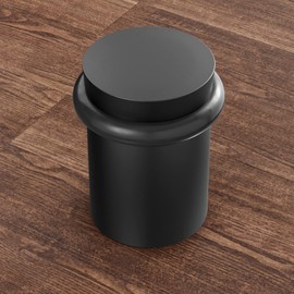 NYCO - Floor Door Stopper Chrome Door Stop - Classy Solid Steel Modern Heavy Duty Door Stoppers - Floor Mount Anchor Screw - Wall Protector for Commercial Door (1.5 Inch Black Finish)