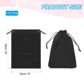 PATIKIL Velvet Gift Bags, 12 Pack 5 x 6 Inch Velvet Drawstring Bag Jewelry Pouch Gift Packaging Bag for Wedding Favor Party Birthday Festivals Black