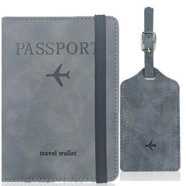 [FunnyTech] Passport Case, Anti-Skimming, Passport Cover, Multi-functional Storage Pocket, Passport, Card Case, Label Wallet, Luxury PU Leather, Lightweight, Compact, Stylish, Waterproof for Travel,