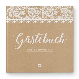 DeinWeddingshop Wedding Guest Book with Questions, Square Wedding Guest Book, Wedding Album, Wedding Book, Blank, White Pages