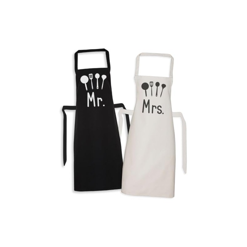 Mr & Mrs Kitchen Chefs - Matching Printed Aprons Couples