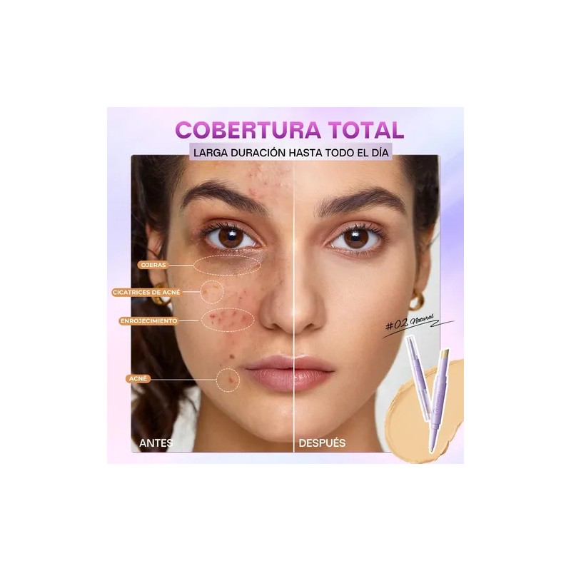 Minimeli Corrector En Lápiz 2 En 1 Alta Cobertura Waterproof