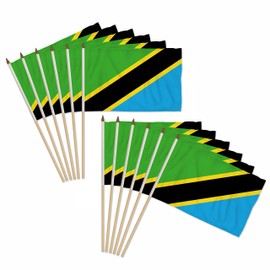 Tanzania 12x18in Stick Flag - 1 dozen pack