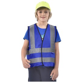 AYKRM 10-14Y Blue Childs high vis vest KIDS high vis Reflective Safety Vest High Visibility child hi vis vest high vis Waistcoat