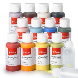Pasler Underglaze Set - 2 fl oz/60 ml, Concentrated Opaque Liquid Underglaze for pottery bisque, Set of 12 Colors