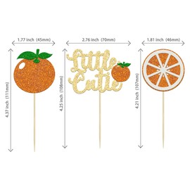 24Pcs Little Cutie Cupcake Toppers Glitter Orange Cupcake Picks Citrus Theme Baby Shower Decorations for Cutie Kids Birthday Party Tangerine Theme Baby Shower Fruit Party Supplies