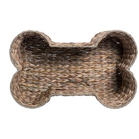 Bone Dry Pet Storage Collection, Bone Shape Hyacinth Toy Basket, Natural, Small