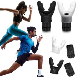 WkrCyncharis Breathing Trainer with Adjustable Resistance | Portable Respiratory Trainer with High-Grade Silicone | Compact Lung Exercise Device | Easy to Clean (Black/White)