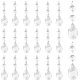 Belle Vous 20 Pack Clear Crystal Teardrop Chandelier Pendants - 8.6cm/3.38 inches - Hanging Decoration Beads for Chandeliers, Prisms, DIY Suncatcher Parts, Wedding/Christmas Party & Garlands