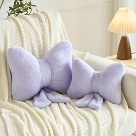 Xuyier Bow Pillows, Bow Shaped Decorative Throw Pillows for Couch Bed, Aesthetic Cute Home Decor Accent Pillows (Lavender Purple, Small-12 Inches)
