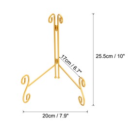 uxcell 10 Inch Plate Stand for Display, Iron Decorative Plate Holders Folding Display Stand Easel for Books, Platter, Photo Picture Frame, Tabletop Art, Gold Tone