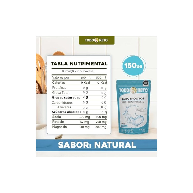 Electrolitos Polvo Natural Azúcar 150g Sodio Potasio Magnesio Dosis
