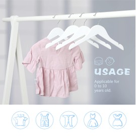 TOPIA HANGER Kids Wooden Hangers 20 Pack, Wood Baby Children Hangers Clothes Dress Shirt Hangers 360° Stronger Flexible Hook- Extra Smoothly Cut Notches, White, CT09W20