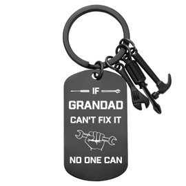 Grandad Keyring Grandad Gifts from Grandchildren Grandad Christmas Birthday Gifts with Envelope If Grandad Can't Fix It No One Can Keychain