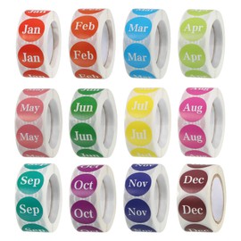 sourcing map 12 Roll Round Month Labels The Year 1 Inch DIY Color Coding Circle Stickers 12 Month Tag for Journals, Postcards, 500 Count/Roll
