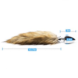RJ9g- 16.7-Inch Stainless Steel Plush Smooth Single Exercise Artificial Fox Tail Exercise Anil Plug Kit (Yellow) Suitable for Special Holidays