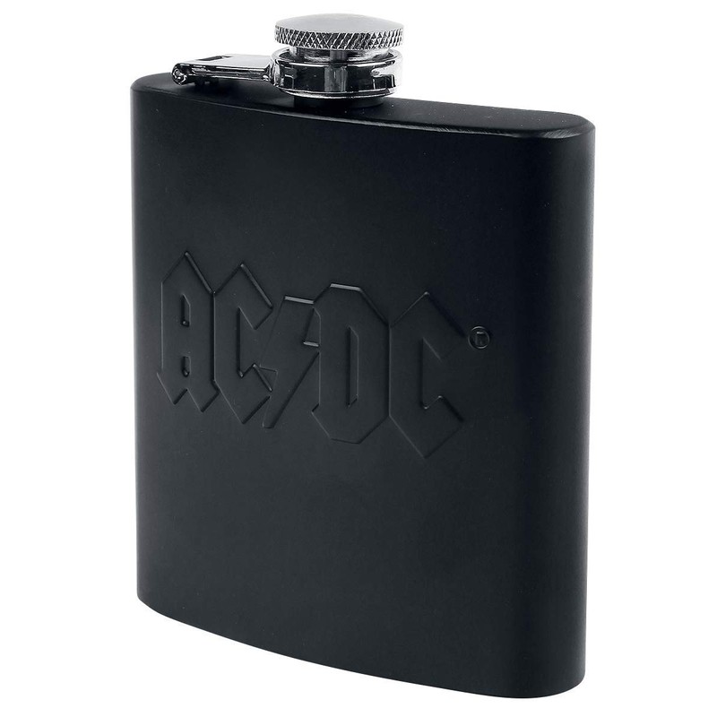 AC/DC HFAC01 Hip Flask, Steel, Black, 9.5 x 2 x