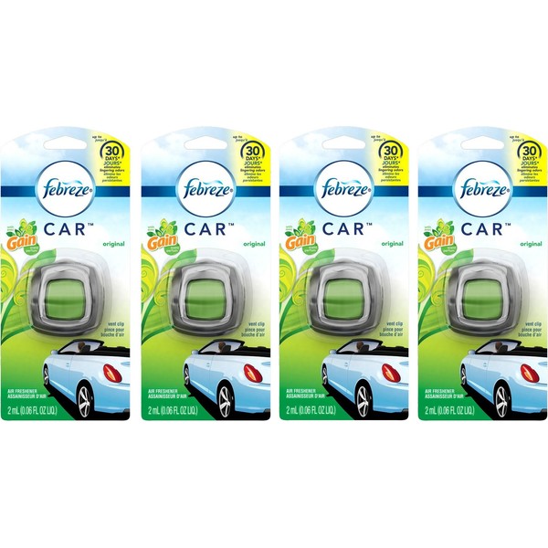 Febreze Car Vent Clips, Gain Original, 4 Individual Count