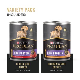 Purina Pro Plan Sport Wet Puppy Food Variety Pack, 12 x 13 oz, Chicken & Beef