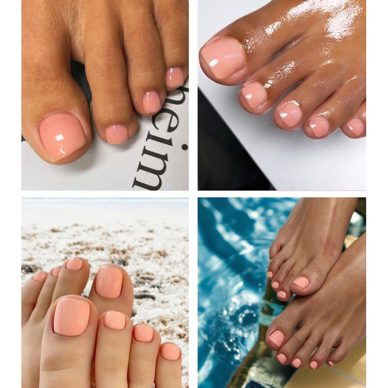 Morily Summer Press on Toenails Short Square, 28Pcs Nude Pink