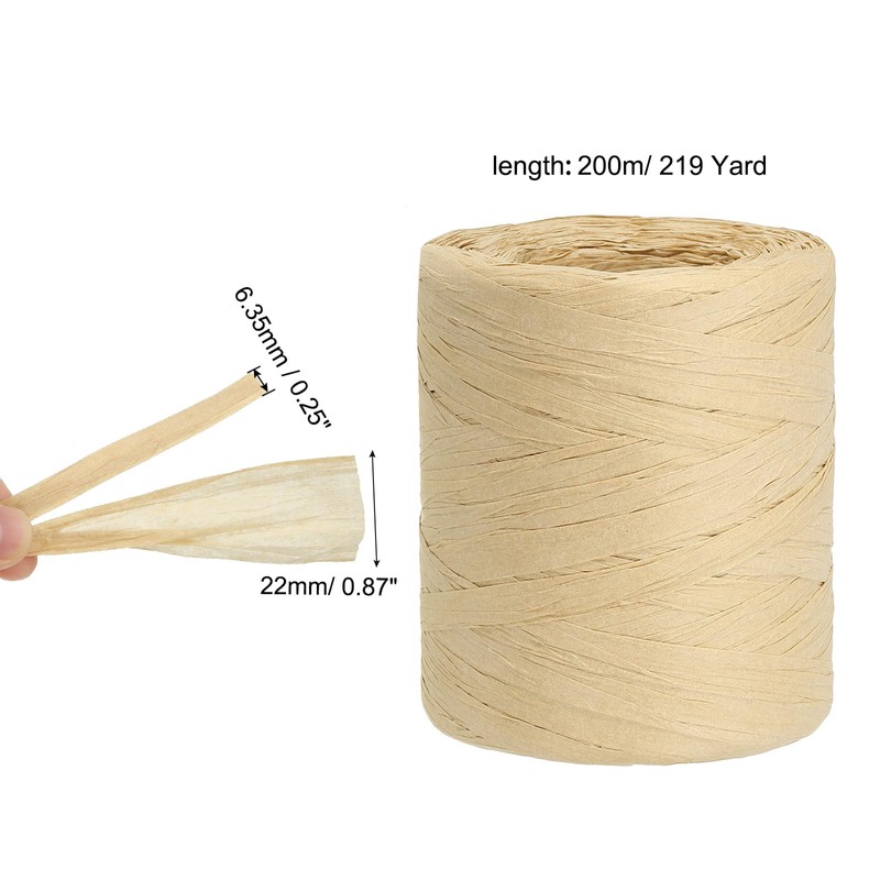 PATIKIL Raffia Ribbon 219 Yard, 1 Roll Natural Packing Paper