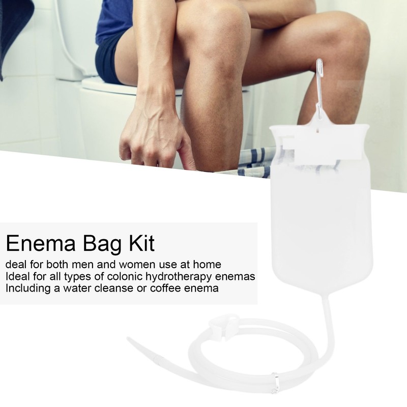 2L Silicone Rubber Enema Bag 160cm Hose Tips Set Kit
