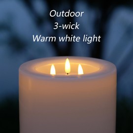 NONNO & ZGF Outdoor XL 6.45" x 11" Large Flameless Candles with Remote .Rainproof Waterproof LED Battery Operated .Flickering Pillar CANDLES-3-C Batteries Runs 500hours (Not Included)