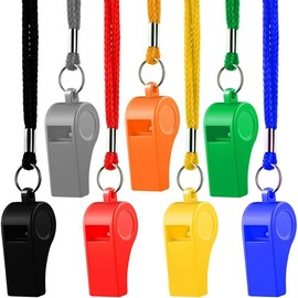 DOUBUYONGYI Referee Whistles with Lanyard for Kids Teacher Plastic Emergency Whistle Whistle Nursery Whistle 7 Pack (7 Colors)