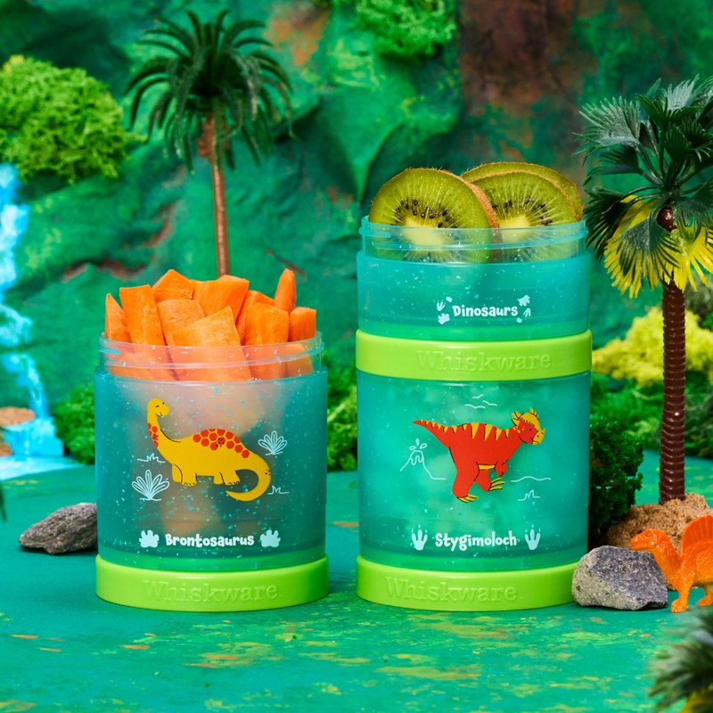 Whiskware - Recipientes apilables de dinosaurios para niños y niños,