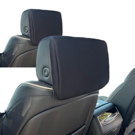 Car Console Covers Plus Made in USA Designed for GMC Yukon Denali, Yukon & Yukon XL 2021-2025 Neoprene Protective Padded Cover for Rear Seat Entertainment Screen Black SS (2 Pack)