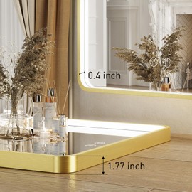 FTOTI 24X36 Inch Arched LED Mirror for Bathroom,Gold Framed Arched Bathroom Mirror with Lights,Lighted Vanity Mirror for Wall,Anti-Fog, Dimmable