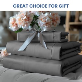 Simple Deluxe 4 Piece King Size Sheet Set, Hotel Luxury Bed Sheets, Wrinkle Free - Deep Pockets - Breathable & Cooling Sheet- Easy Care (King, Grey New)