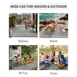 MontVoo MontVoo Outdoor Rug 8x10 Waterproof Outdoor Patio Rug Mat Reverisble Plastic Straw Outdoor Rug for RV Camping Picnic Beach Balcony Boho Grey