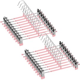 Lamitocs 20 Pack Pants Hangers with Clips,Skirt Hangers Space Saving, Heavy-Duty Pant Hangers Metal Clothes Hanger for Closet, Pink