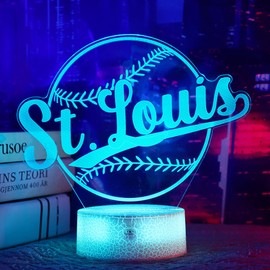 OkiyiD Baseball Night Light, 3D Illusion Lamp with Remote, 16 Color Changing, Kids Room Decor, for Baseball Fans, Boys, Girls (St. Louis)