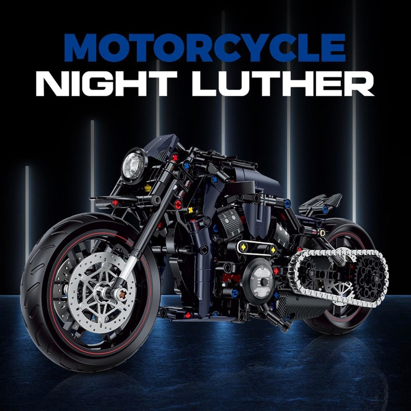 JUCYJULY Technology Motorcycle Building Blocks for Harley Night Luther, 623
