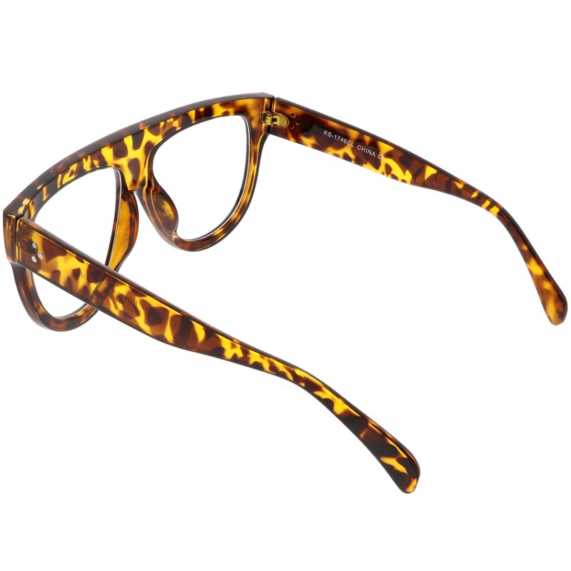 zeroUV - Oversize Flat Top Horn Rimmed Wide Arms Clear