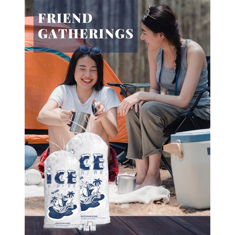 FireKylin 50 Pack Ice Bags 10 lb, Heavy-Duty Ice Bags
