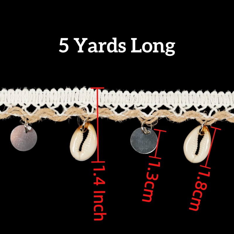 5 Yards Shell Fringe Trim, Sequin Tassel Trim Boho Lace