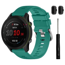 TopPerfekt Sport Bands Compatible with Garmin Forerunner 255（22mm）/ 255 music (22mm) / 255S (18mm) / 255S music (18mm) Watch Band, Adjustable Silicone Sports Strap Replacement Band for Men Women