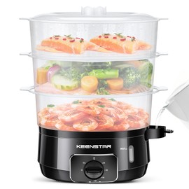 Electric Food Steamer for Cooking, 13.7QT Vegetable Steamer with 3 Tiers BPA-Free Baskets, 800W Fast Simultaneous Cooking, 60-Minute Timer, Ideal for Veggies Seafood Rice