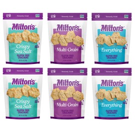 Milton’s Gluten Free Crackers Variety Bundle (Crispy Sea Salt, Multi-Grain, Everything) - Non-GMO Project Verified, Kosher, Certified Gluten Free Snack, Whole Grains In Every Bite - 4.5 Oz, Pack of 6