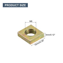 sourcing map M6-1x3.2 Square Nuts, Carbon Steel Zinc Plated Coarse Thread Square Nuts Fasteners for Home Repairs and Professional Engineering Nut, Colorful 15pcs