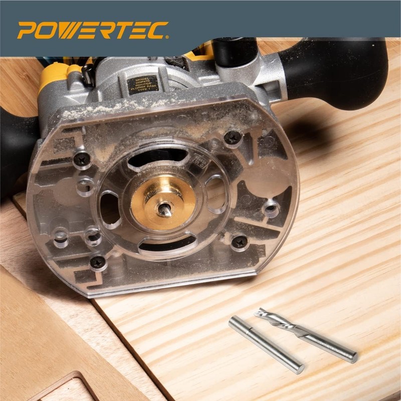 POWERTEC Router Inlay Kit, Solid Brass Router Bushing Guide Set