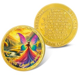 Flower Fairies Sobriety Coins - AA Recovery Chip with Serenity Prayer Alcoholics Anonymous Sober Tokens Gifts for Women Man