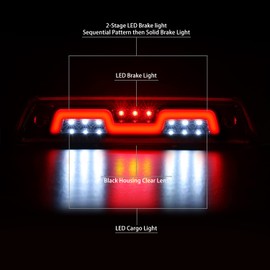 NUVISION LIGHTING 3BL-ZTL-010-CH CLear Lens LED 2-Stage Sequential 3rd Brake Light Compatible with 09-14 F-150/10-14 Mark LT, Excludes SVT Raptor & Models W/Hill Descent Control